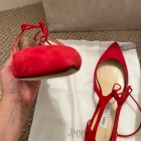 NIB Jimmy Choo Vanessa Flat in Red Suede - Picture 6 of 8